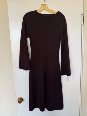 Long Sleeve A-Line Dress in Dark Plum
